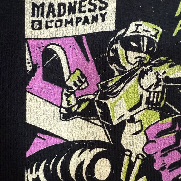 Madness & Co Sweatshirt Pullover Comic Graphic Print Japanese Black XL - Picture 11 of 11